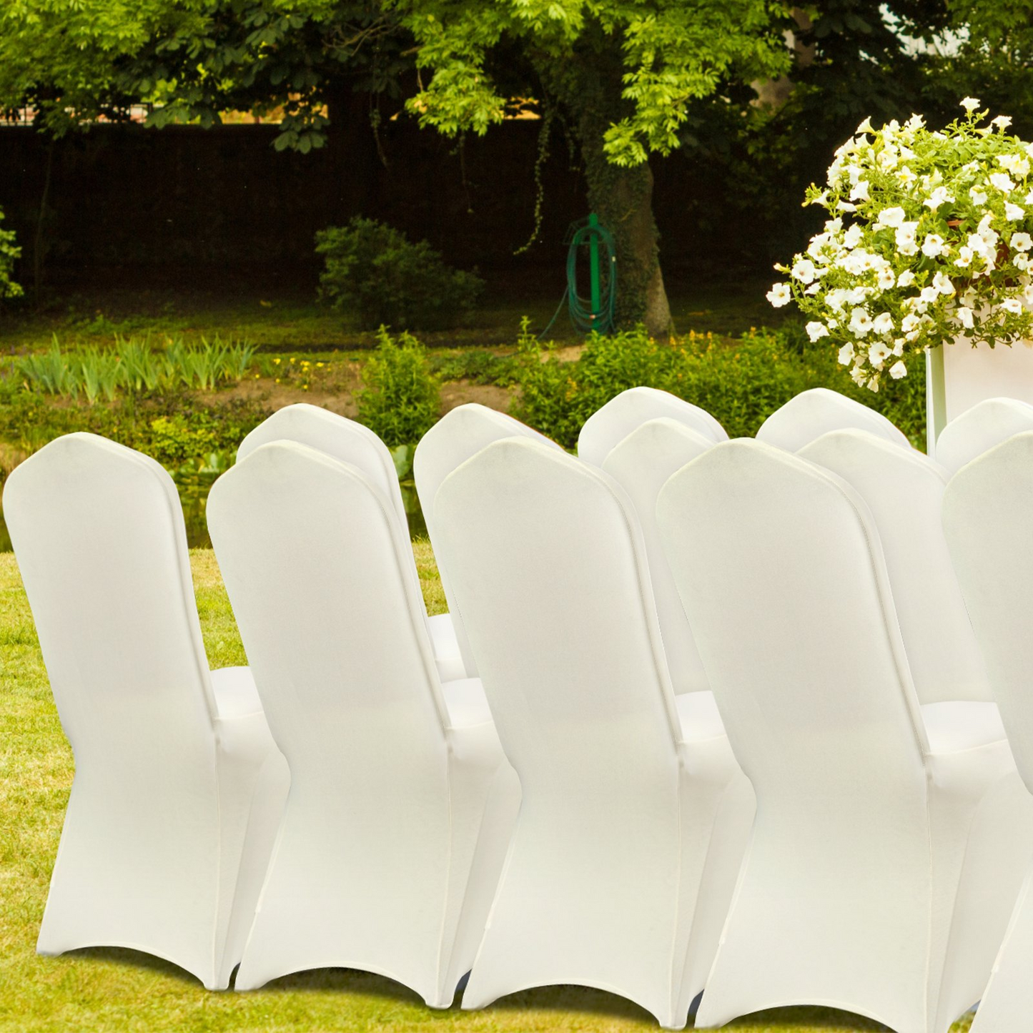 Stretch Spandex Chair Covers (100PCS, Ivory White) - Universal Fit for Events