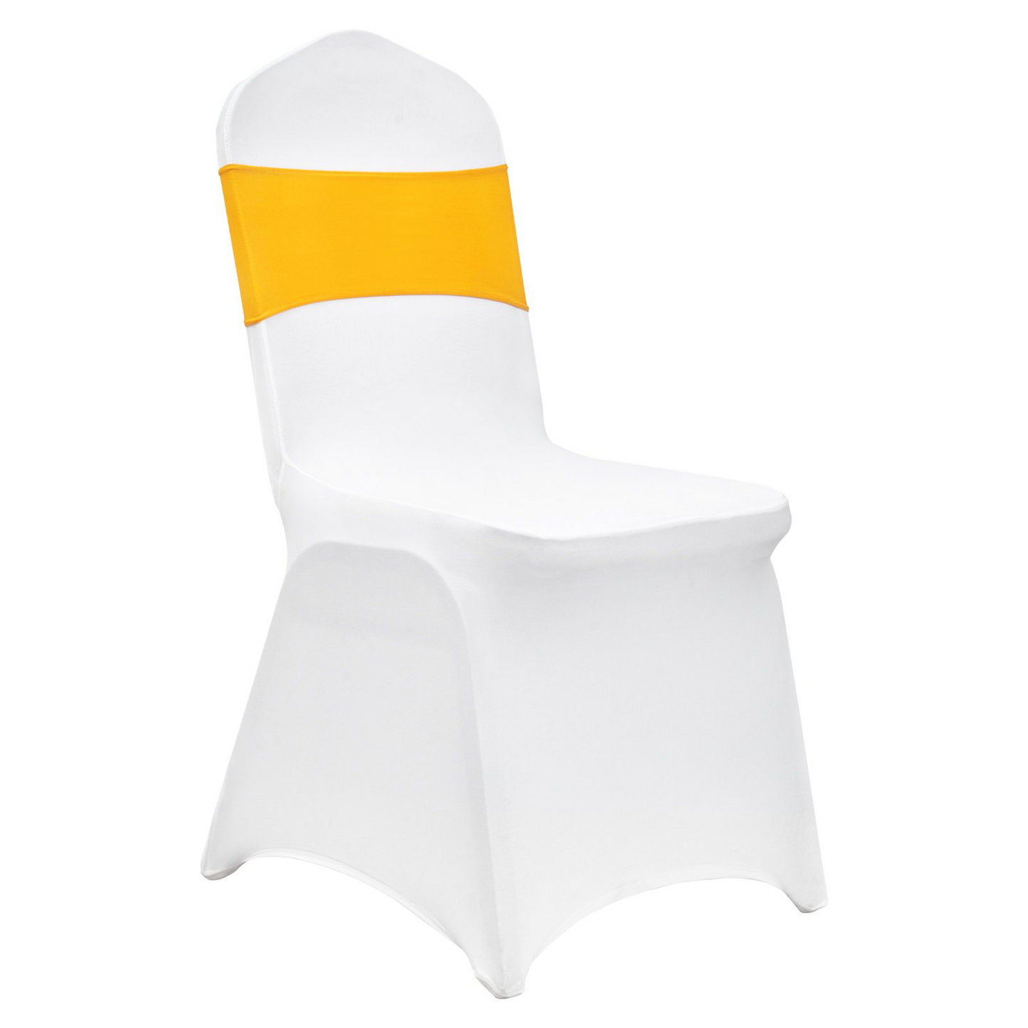 VEVOR Stretch Spandex Folding Chair Covers, Universal Fitted Chair Cover with Chair Sashes, Removable Washable Protective Slipcovers, for Wedding, Holiday, Banquet, Party, Dining (30 Set Gold & White)