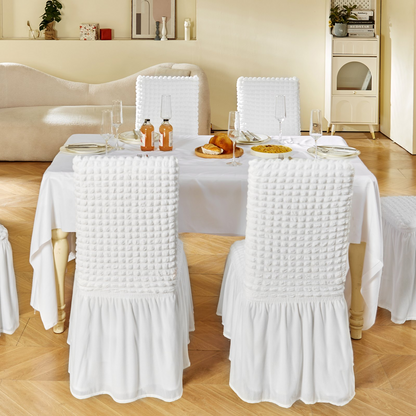 VEVOR Stretch Spandex Folding Chair Covers, Universal Fitted Chair Cover with Skirt, Removable Washable Protective Slipcovers, for Wedding, Holiday, Banquet, Party, Celebration, Dining (4 PCS White)