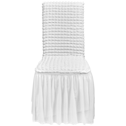 VEVOR Stretch Spandex Folding Chair Covers, Universal Fitted Chair Cover with Skirt, Removable Washable Protective Slipcovers, for Wedding, Holiday, Banquet, Party, Celebration, Dining (4 PCS White)