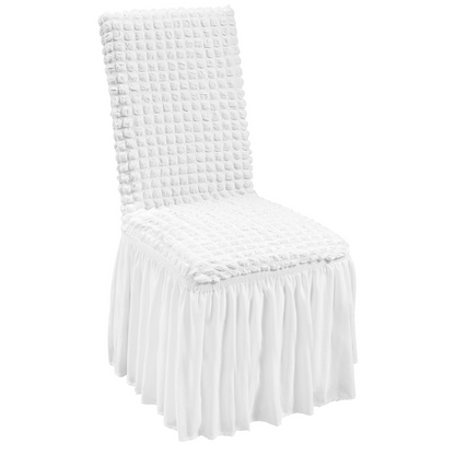 VEVOR Stretch Spandex Folding Chair Covers, Universal Fitted Chair Cover with Skirt, Removable Washable Protective Slipcovers, for Wedding, Holiday, Banquet, Party, Celebration, Dining (4 PCS White)