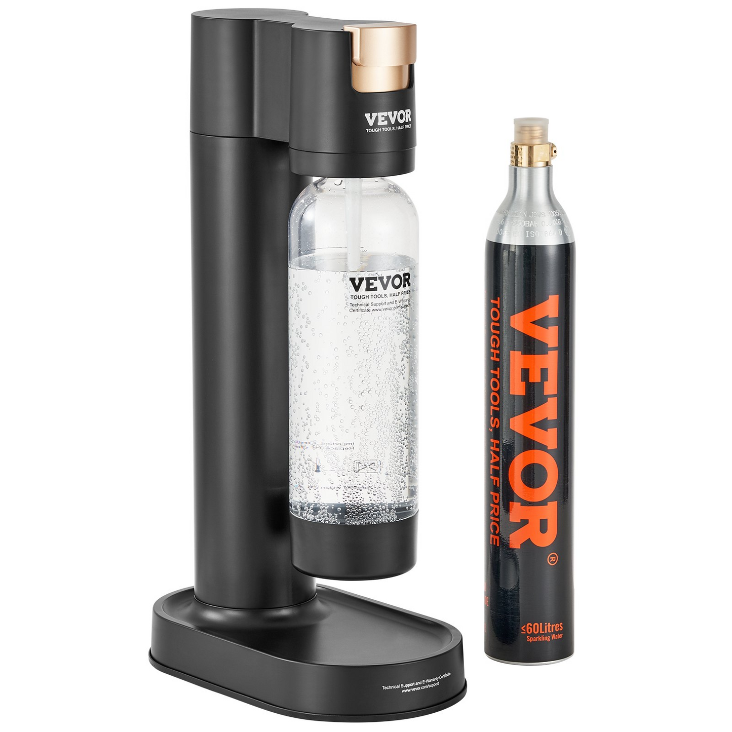 VEVOR Sparkling Water Maker, Soda Maker Machine for Home Carbonating, Seltzer Water Starter Kit with BPA-free 1L PET Bottle, CO2 Cylinder, Compatible with Mainstream Screw-in 60L CO2 Cylinder