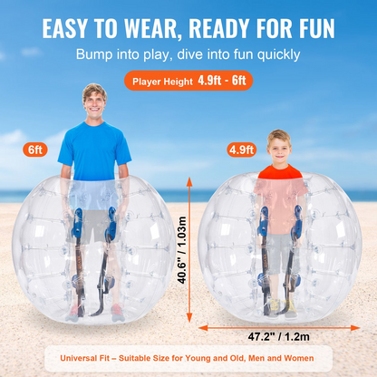 VEVOR Inflatable Bumper Ball 1-Pack, 4FT/1.2M Body Sumo Zorb Balls for Teen, 0.8mm Thick PVC Human Hamster Bubble Balls for Outdoor Team Gaming Play, Bumper Bopper Toys for Garden, Yard, Park