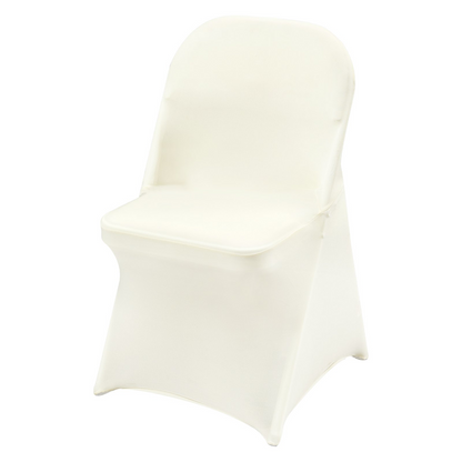 VEVOR Stretch Spandex Folding Chair Covers, Universal Fitted Chair Cover, Removable Washable Protective Slipcovers, for Wedding, Holiday, Banquet, Party, Celebration, Dining (50PCS Ivory White)