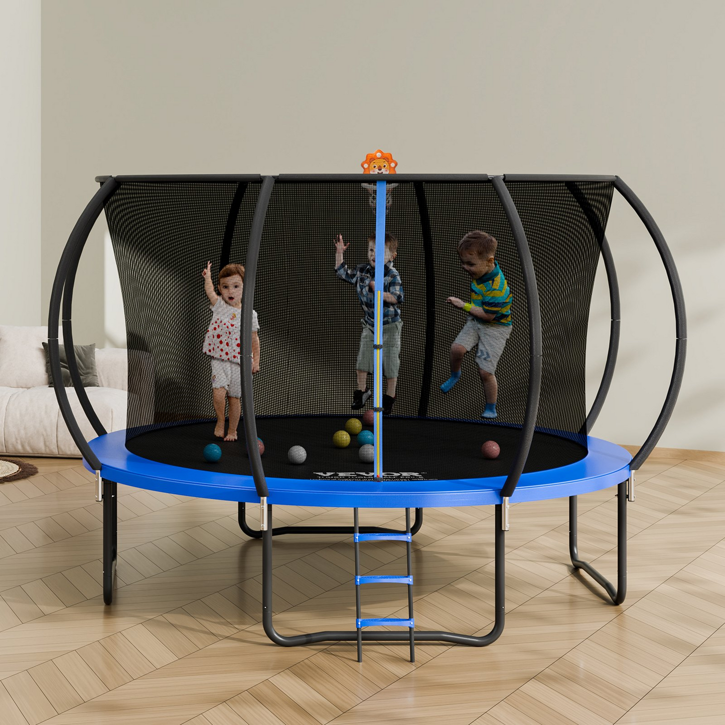 VEVOR 12FT Trampoline, 400 lbs Trampoline with Enclosure Net, Ladder, and Curved Pole, Heavy Duty Trampoline with Jumping Mat and Spring Cover Padding, Outdoor Recreational Trampolines for Kids Adults