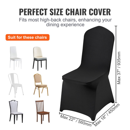 VEVOR Stretch Spandex Folding Chair Covers, Universal Fitted Chair Cover, Removable Washable Protective Slipcovers, for Wedding, Holiday, Banquet, Party, Celebration, Dining (50PCS Black)