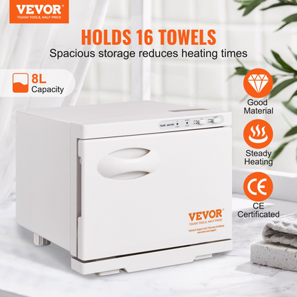 VEVOR Hot Towel Warmer, 8L Spa Hot Towel Warmer Cabinet, 2-in-1 Towel Warmer with Stainless Steel Rack, Holds up to 16 Towels, All-round Heating for Facials, SPA, Massage, Salon, Bathroom, Esthetician