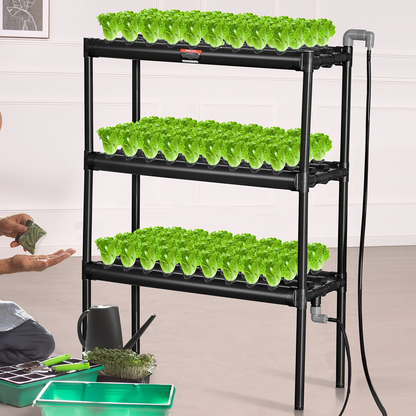 VEVOR Hydroponics Growing System 108 Sites 3-Layer Hydroponic Grow Kit PVC Pipes