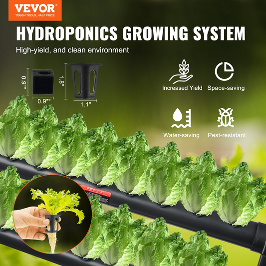 VEVOR Hydroponic Grow System, 36 Sites, 4-Layer, PVC Pipes, Dark Grey