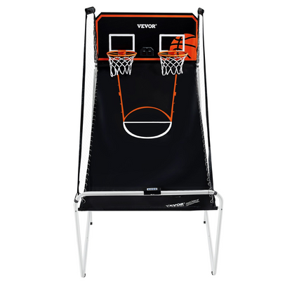 VEVOR Foldable Basketball Arcade Game, 2 Player Indoor Basketball Game, Home Dual Shot Sport with 4 Balls, 8 Game Modes, Electronic Scoreboard, and Inflation Pump, for Kids, Adults (Black & White)