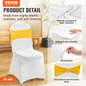 VEVOR Stretch Spandex Folding Chair Covers, Universal Fitted Chair Cover with Chair Sashes, Removable Washable Protective Slipcovers, for Wedding, Holiday, Banquet, Party, Dining (50 Set Gold & White)