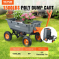 VEVOR Dump Cart, Poly Garden Dump Cart with Easy to Assemble Steel Frame, Dump Wagon with 2-in-1 Convertible Handle, Utility Wheelbarrow 1500 lbs Capacity, 13 inch Tires