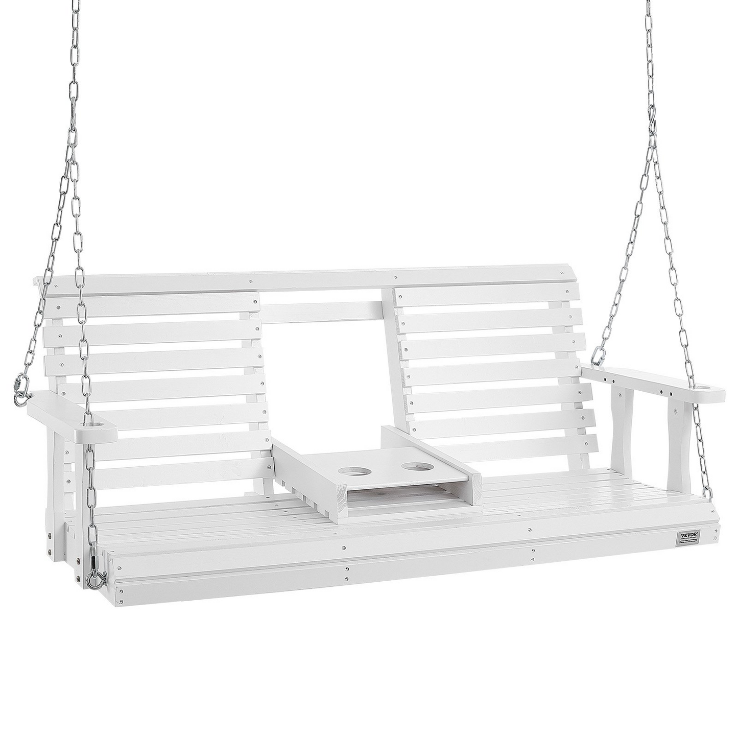 VEVOR 5 ft Heavy Duty Wooden Porch Swing - 880 lbs Capacity, White Patio Bench