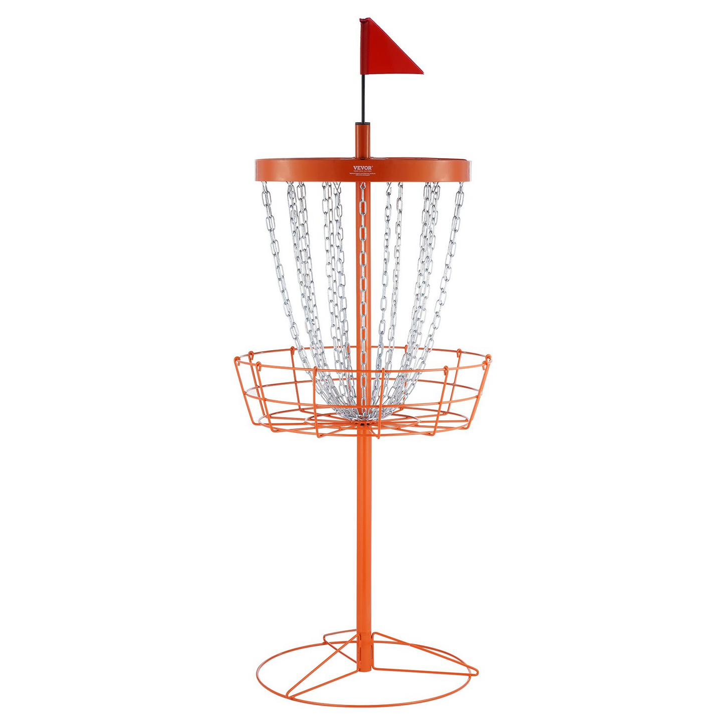 VEVOR Disc Golf Basket, 24-Chains Portable Disc Golf Target Hole, Heavy Duty Steel Practice Disc Golf Basket Stand Equipment, Indoor & Outdoor Pro Golf Basket Set with 6 Discs, Orange