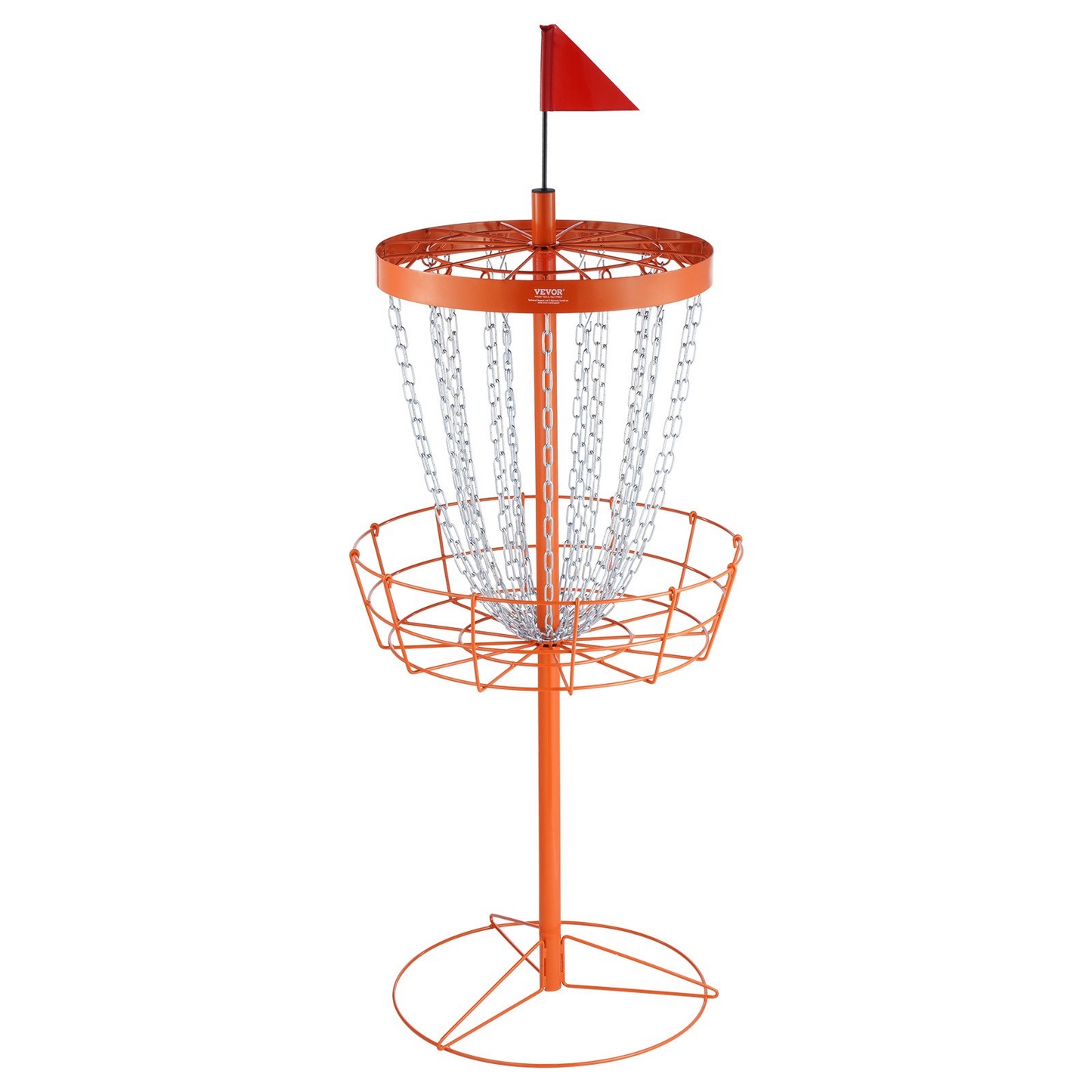 VEVOR Disc Golf Basket, 24-Chains Portable Disc Golf Target Hole, Heavy Duty Steel Practice Disc Golf Basket Stand Equipment, Indoor & Outdoor Pro Golf Basket Set with 6 Discs, Orange