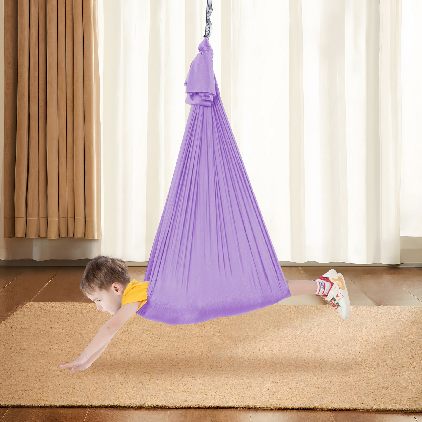 VEVOR Sensory Swing for Kids, 3.1 Yards, Therapy Swing for Children with Special Needs, Cuddle Swing Indoor Outdoor Hammock for Child & Adult with Autism, ADHD, Aspergers, Sensory Integration, Purple