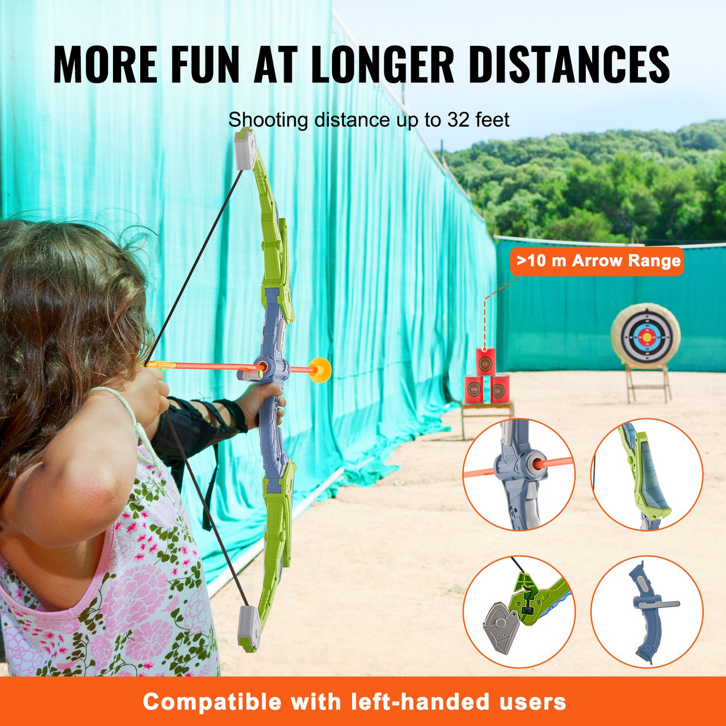 VEVOR Bow and Arrow Set for Kids, 2 Pack LED Light Up Archery Set with 20 Suction Cup Arrows, 2 Hanging Targets, 2 Quivers, 3 Target Cans, Outdoor Toy Birthday Gift for Boy & Girl 6 7 8 9 10+ Year Old