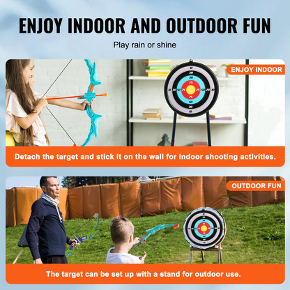 VEVOR Bow and Arrow Set for Kids, 2 Pack LED Light Up Archery Set with 20 Suction Cup Arrows, 2 Hanging Targets, 2 Quivers, 3 Target Cans, Outdoor Toy Birthday Gift for Boy & Girl 6 7 8 9 10+ Year Old