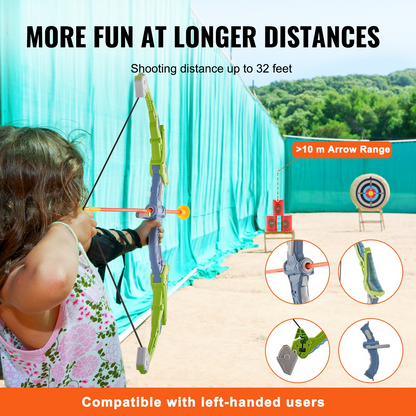 VEVOR Bow and Arrow Set for Kids, 2 Pack LED Light Up Archery Set with 20 Suction Cup Arrows, Standing Target, 2 Quivers, 2 Guns, 20 Soft Bullets, 3 Target Cans, Outdoor Toy for Boy & Girl 6+ Year Old