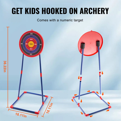 VEVOR Bow and Arrow Set for Kids, 2 Pack LED Light Up Archery Set with 20 Suction Cup Arrows, Standing Target, 2 Quivers, 3 Target Cans, Outdoor Toy Birthday Gift for Boys & Girls 6 7 8 9 10+ Year Old