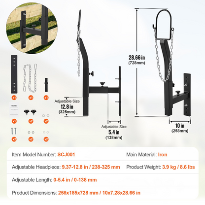 VEVOR Livestock Trimming Stand, Goat & Sheep Stand 9.37-12.8 inch Adjustable Height 0-5.4 inch Width, Metal Goat Milking and Shearing Stand Attachment Nose Loop Headpiece, Black