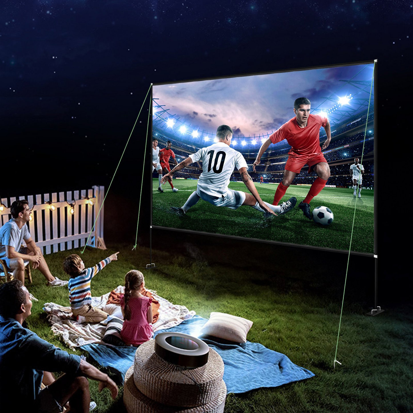 VEVOR Projector Screen with Stand 150inch Portable Movie Screen 16:9 4K HD Wide Angle Outdoor Projector Screen Stand Easy Assembly with Storage Bag for Home Theater Office Outdoor Use