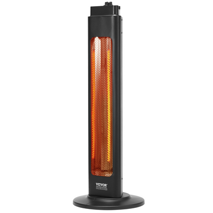 VEVOR Infrared Heater, 1500W Oscillation Electric Space Heater, Patio Heater w/ 2 Speeds & Timer, Outdoor/Outdoor for Bedroom,Studio,Porch,Dining Room,Studio, Stand,31.5 in L, Black