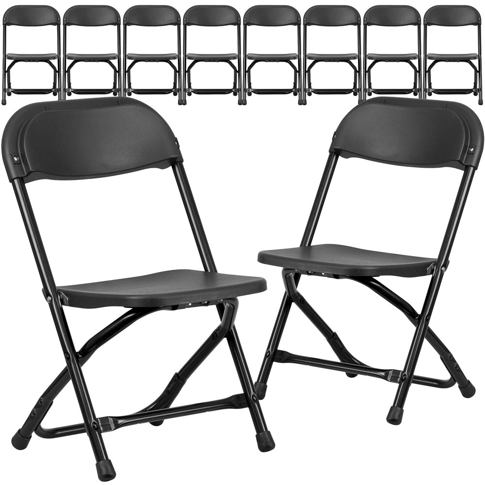 10 Pk. Kids Black Plastic Folding Chair