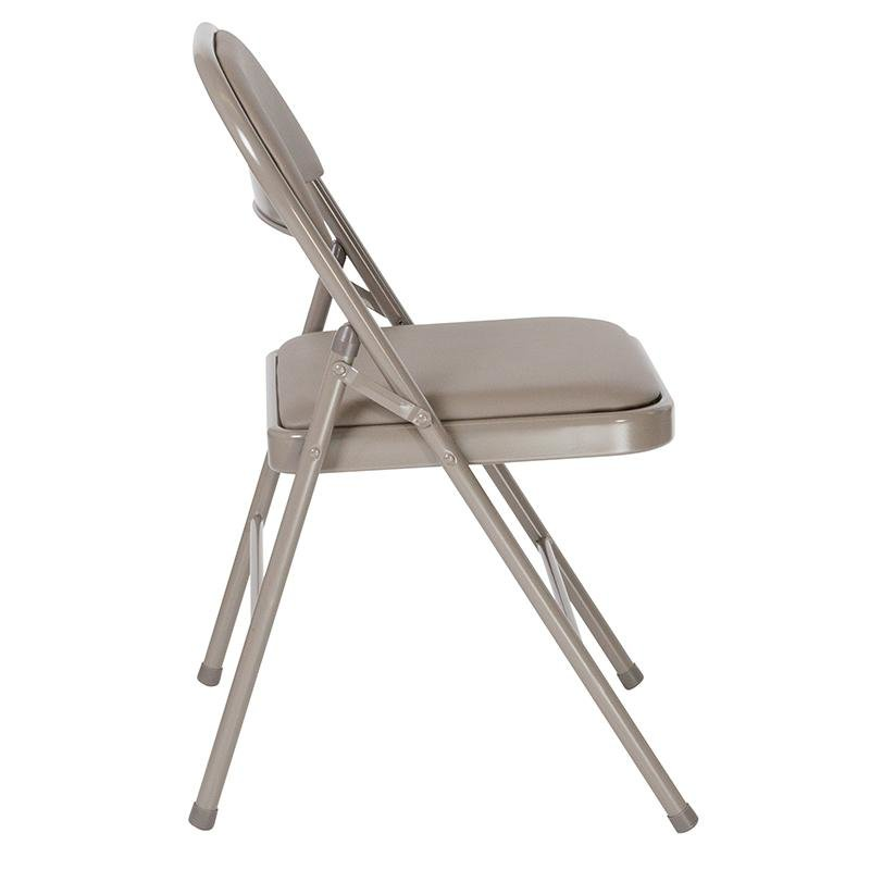 4 Pk. HERCULES Series Double Braced Gray Vinyl Folding Chair