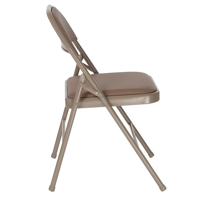 4 Pk. HERCULES Series Double Braced Beige Vinyl Folding Chair