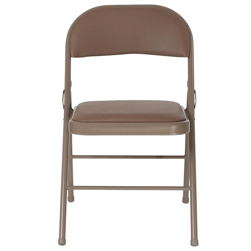 4 Pk. HERCULES Series Double Braced Beige Vinyl Folding Chair