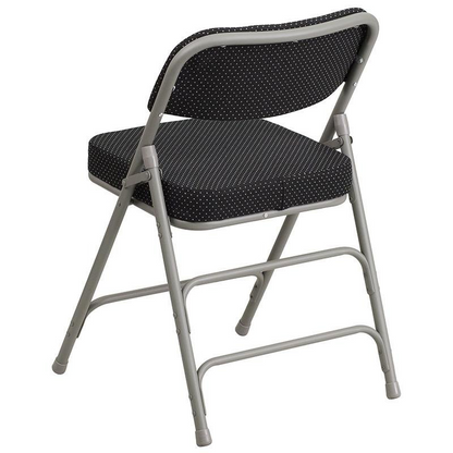 4-Pack Triple Braced Double Hinged Black Pin-Dot Fabric Folding Chairs