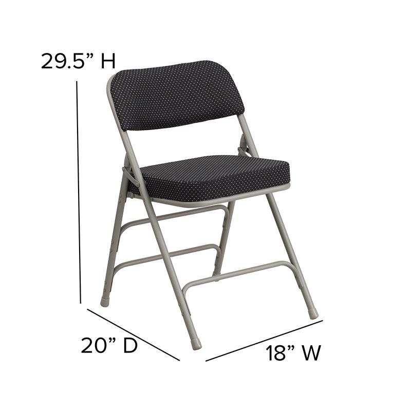 4-Pack Triple Braced Double Hinged Black Pin-Dot Fabric Folding Chairs