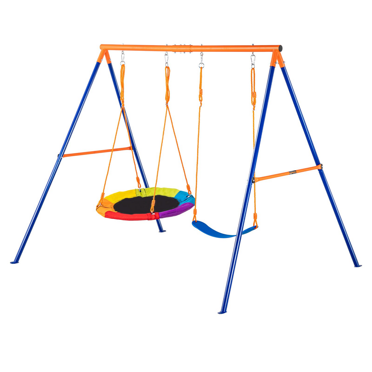 VEVOR Swing Sets for Backyard 1 Saucer 1 Belt Swing Seat A-Frame Metal Stand