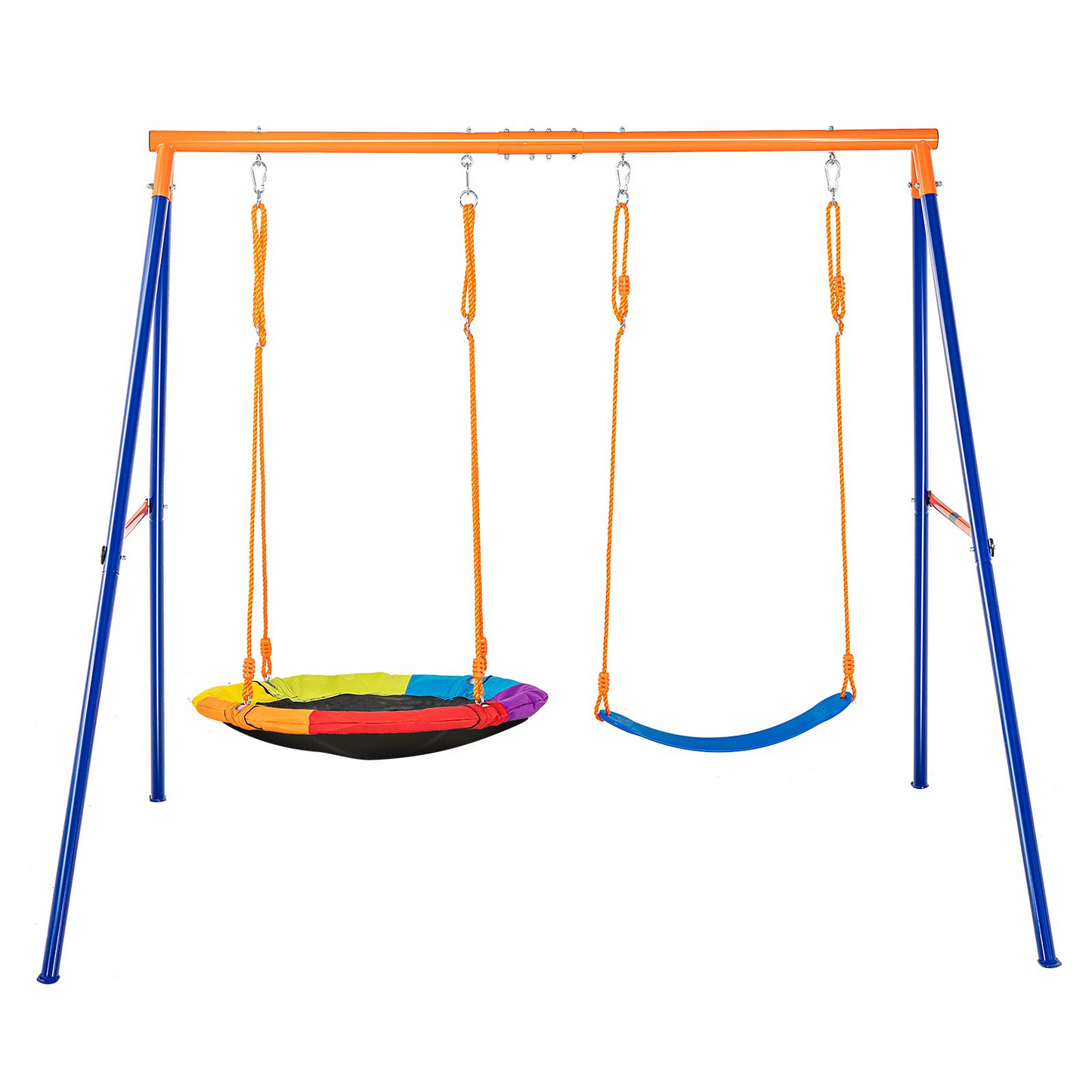 VEVOR Swing Sets for Backyard 1 Saucer 1 Belt Swing Seat A-Frame Metal Stand