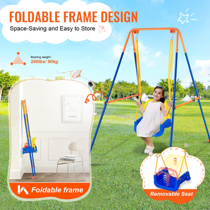 VEVOR Swing Sets for Backyard 3 in 1 Toddler Swing Set with 4 Sandbags Foldable