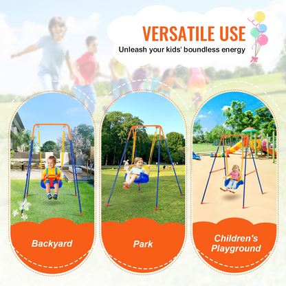 VEVOR Swing Sets for Backyard 3 in 1 Toddler Swing Set with 4 Sandbags Foldable