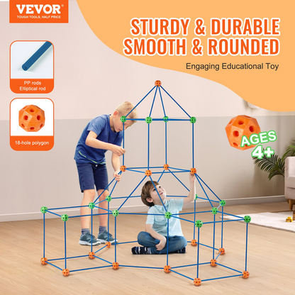 Christmas Gift! VEVOR Tent Fort Building Kit for Kids STEM Construction Toy Set Castle 120PCS