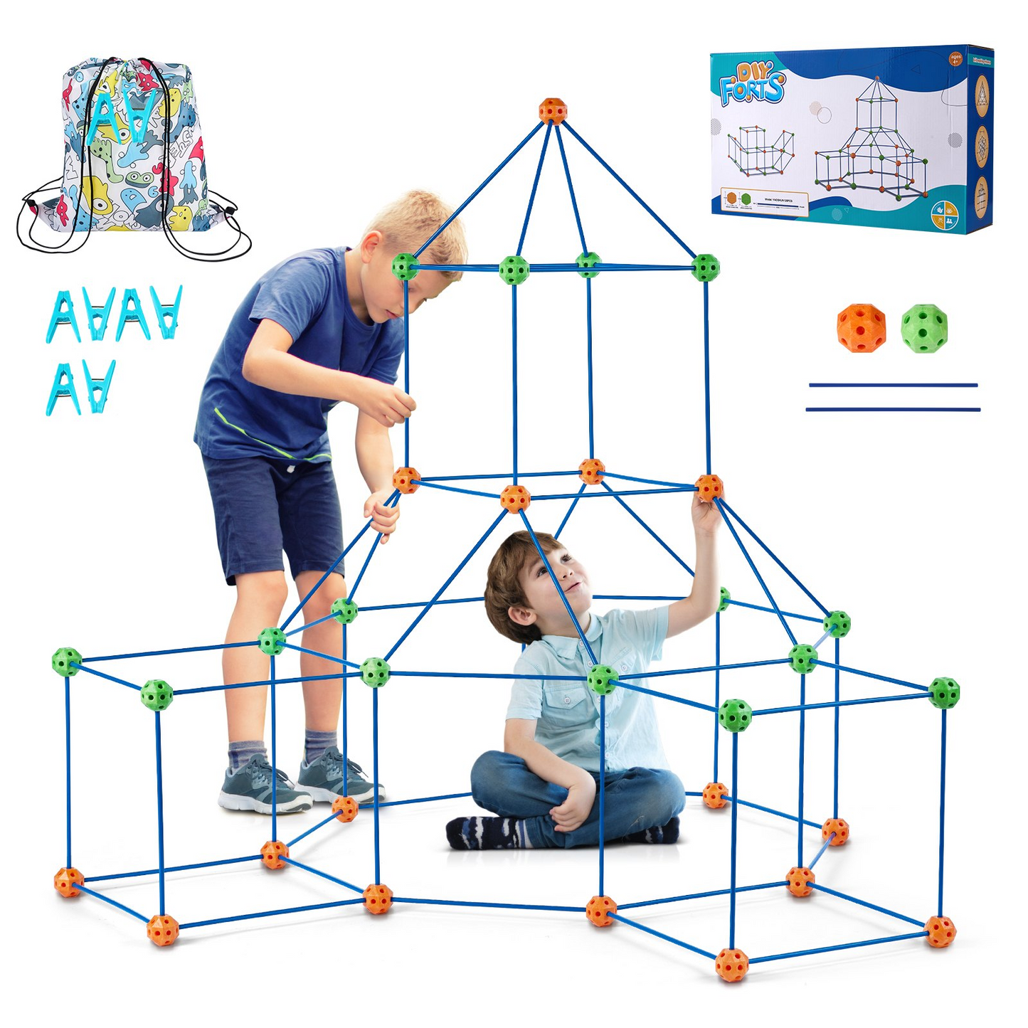 Christmas Gift! VEVOR Tent Fort Building Kit for Kids STEM Construction Toy Set Castle 120PCS