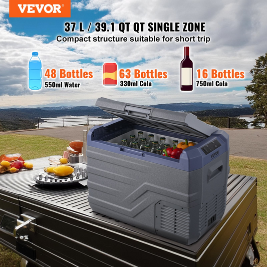 VEVOR 37L Portable Car Cooler, Single Zone Compressor for Home & Car