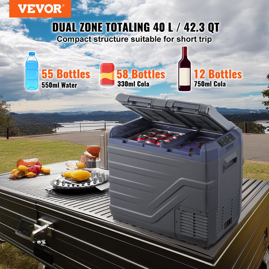 VEVOR 40L Dual Zone Portable Cooler, Versatile Cooler for Home & Car