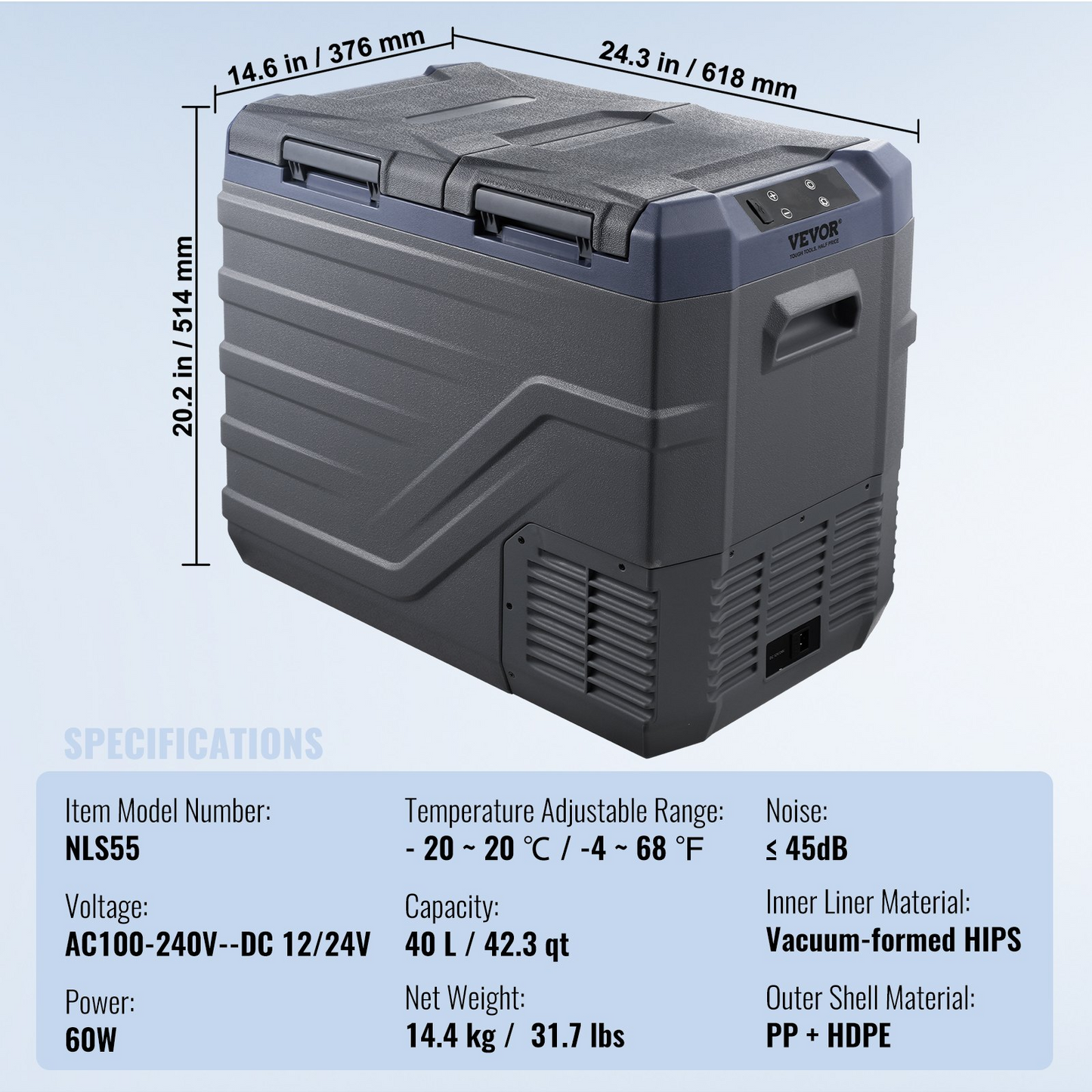 VEVOR 40L Dual Zone Portable Cooler, Versatile Cooler for Home & Car