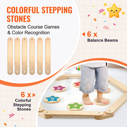 VEVOR Kids Balance Beam Stepping Stones Gymnastics Children Balance Board 6 PCS