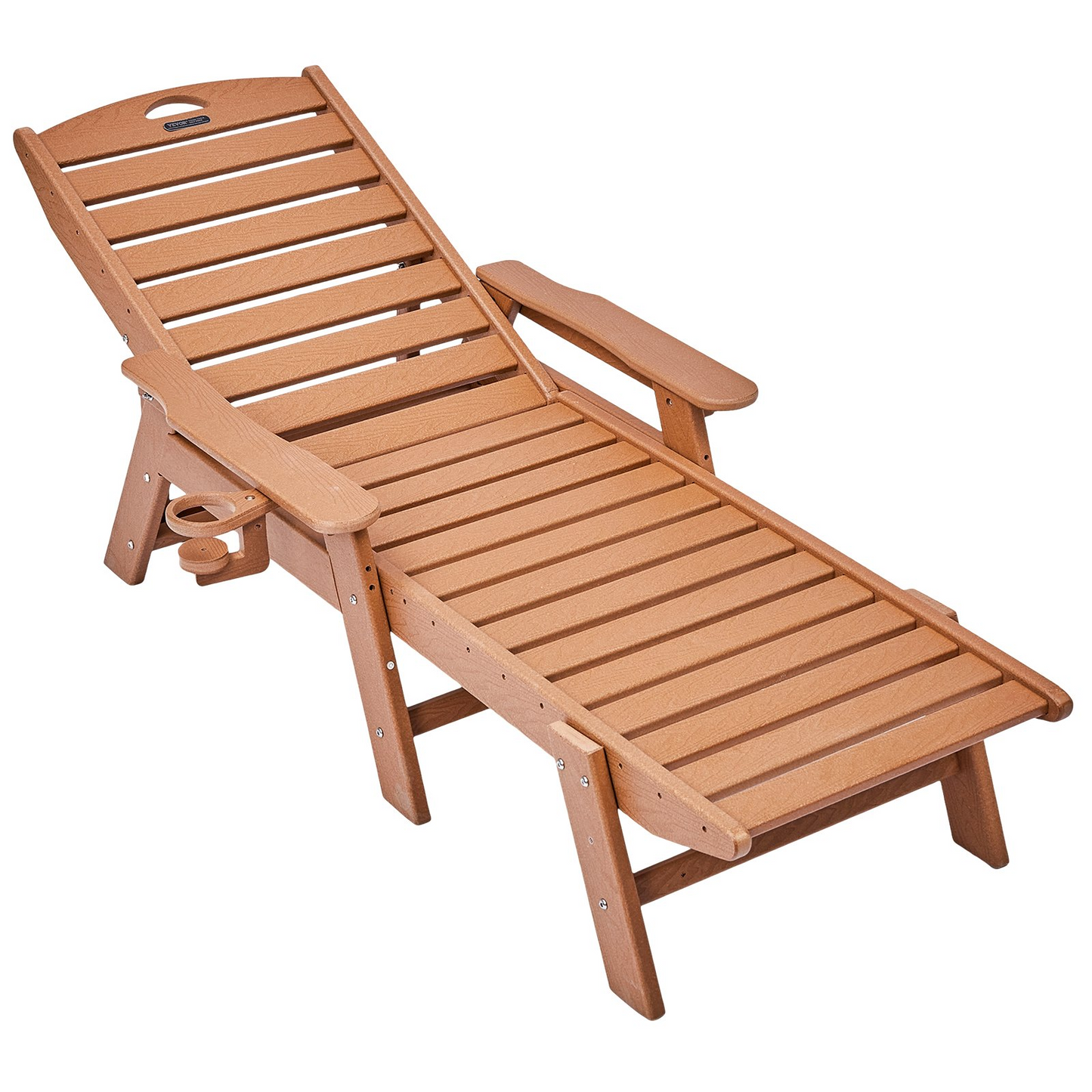 VEVOR Outdoor Chaise Lounge Chair Adjustable Patio Reclining Bench Lounger Brown