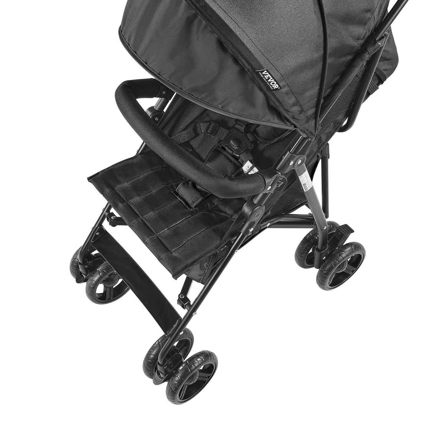 VEVOR Lightweight Stroller Compact Easy Fold Adjustable Backrest Black Storage