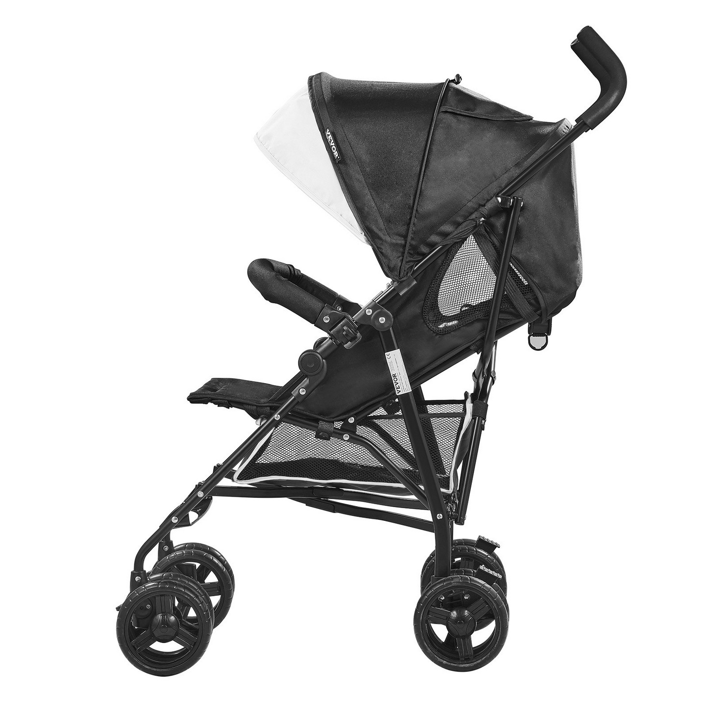 VEVOR Lightweight Stroller Compact Easy Fold Adjustable Backrest Black/White