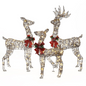 3-Piece Rattan and Iron Deer Family Outdoor Holiday Decoration with Lights