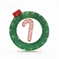 1.9Ft Tall Ornament and Candy Cane Wreath Outdoor Holiday Decoration with Lights