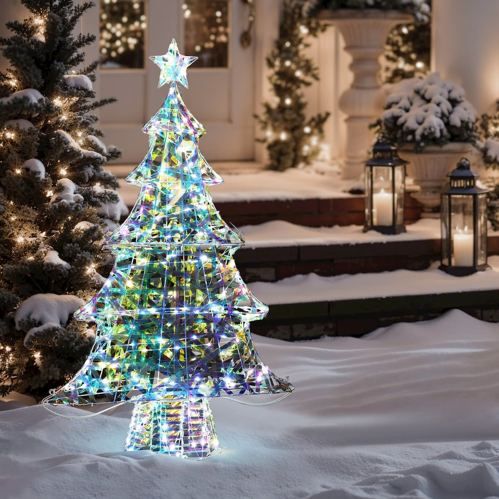 LuxenHome Lighted Christmas Tree Indoor and Outdoor Holiday Decoration