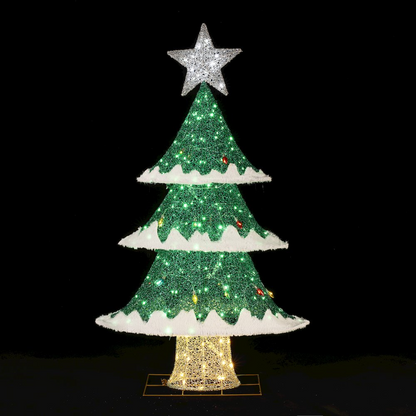 LuxenHome Lighted Green Christmas Tree Indoor and Outdoor Holiday Decoration